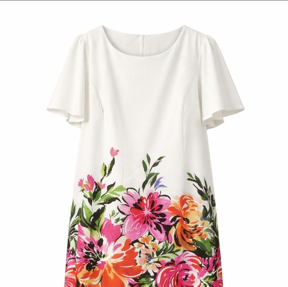 Vibrant Floral Midi Dress in White - Picture 4 of 17